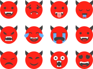 Varietyof Devil Emoji Expressions PNG Image