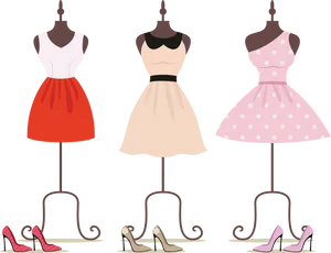 Varietyof Dressesand Shoes PNG Image
