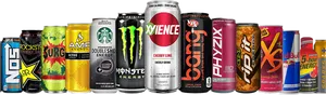 Varietyof Energy Drinks Lineup PNG Image