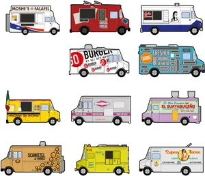 Varietyof Food Trucks Illustration PNG Image