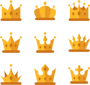 Varietyof Golden Crowns Vector Set PNG Image