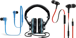 Varietyof Headphonesand Earphones PNG Image