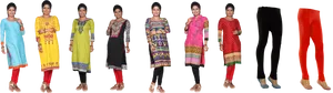 Varietyof Kurtisand Leggings PNG Image