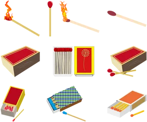 Varietyof Matchesand Matchboxes PNG Image