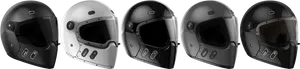 Varietyof Motorcycle Helmets PNG Image