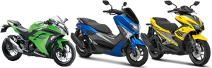 Varietyof Motorcycleson Black Background PNG Image