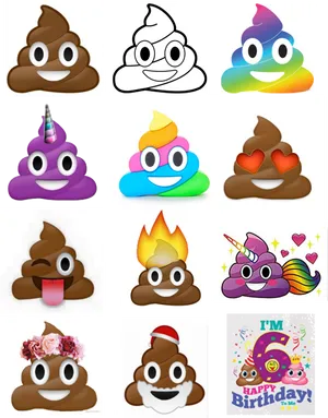 Varietyof Poop Emoji Designs PNG Image