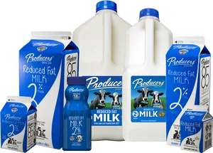 Varietyof Producers Reduced Fat Milk Cartons PNG Image