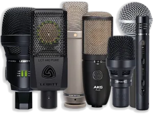 Varietyof Professional Studio Microphones PNG Image