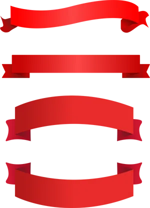 Varietyof Red Ribbons Banners PNG Image