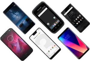 Varietyof Smartphones Displayed PNG Image