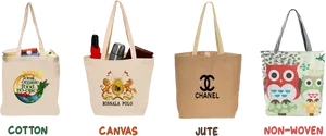 Varietyof Tote Bags Materials PNG Image