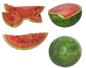 Varietyof Watermelon Slicesand Whole PNG Image