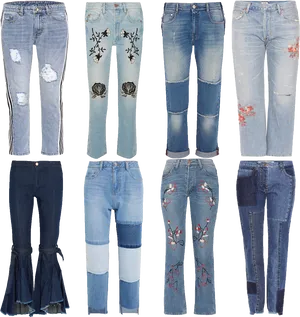 Varietyof Womens Jeans Styles PNG Image