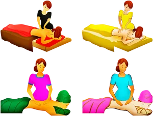 Various Massage Techniques Illustration PNG Image