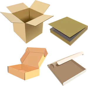 Various Shipping Boxes Types PNG Image