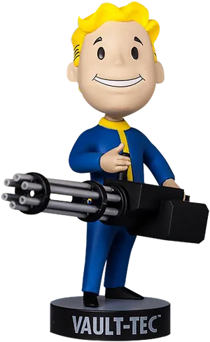 Vault Tec Boy With Mini Gun Figure PNG Image