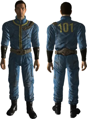 Vault101 Jumpsuit Frontand Back PNG Image