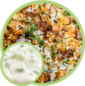 Veg Biryaniwith Raita Side Dish PNG Image