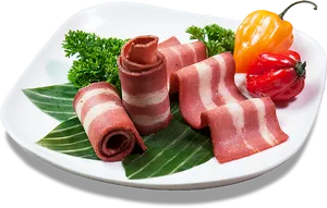 Vegan Bacon Displayon Plate PNG Image