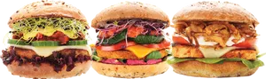 Vegan Burger Trio PNG Image