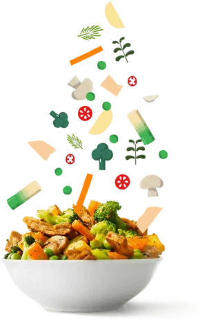 Vegan Stir Fry Vegetables Floating PNG Image