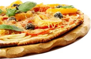 Vegetable Topped Pizza Delicious PNG Image