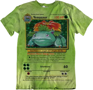 Venusaur Pokemon Card T Shirt Design PNG Image