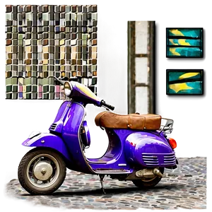 Vespa On Cobblestone Street Png Auk22 PNG Image