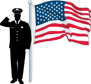 Veterans Day Salutewith American Flag PNG Image