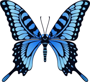 Vibrant Blue Butterfly Illustration PNG Image