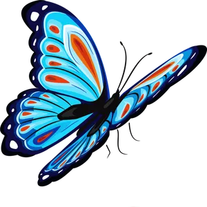 Vibrant Blue Butterfly Illustration PNG Image