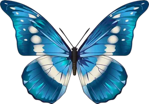 Vibrant Blue Butterfly Illustration PNG Image