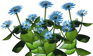 Vibrant Blue Flowers Against Black Background.jpg PNG Image