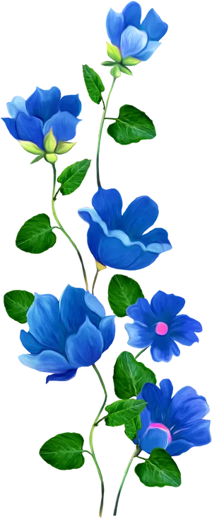 Vibrant Blue Flowers Artwork PNG Image