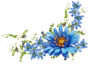 Vibrant_ Blue_ Flowers_ Border PNG Image