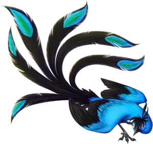 Vibrant Blue Phoenix Art PNG Image