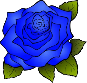 Vibrant Blue Rose Illustration PNG Image