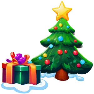 Vibrant Cartoon Christmas Tree Png Joq10 PNG Image