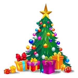 Vibrant Cartoon Christmas Tree Png Wyc PNG Image