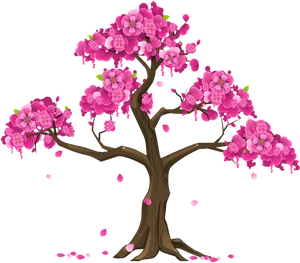 Vibrant_ Cherry_ Blossom_ Tree_ Illustration PNG Image