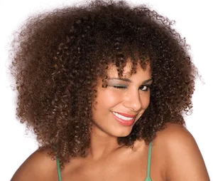 Vibrant Curly Hair Smile.png PNG Image