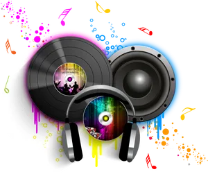 Vibrant D J Equipment Music Concept PNG Image