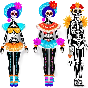 Vibrant Dia De Los Muertos Costumes Png Xma86 PNG Image