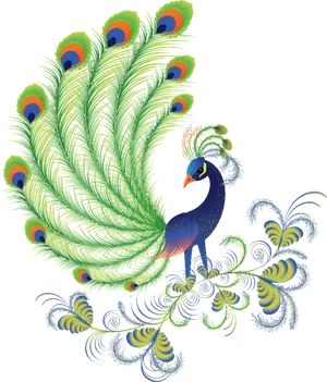 Vibrant Digital Peacock Art PNG Image