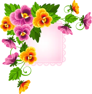 Vibrant_ Floral_ Border_ Design PNG Image