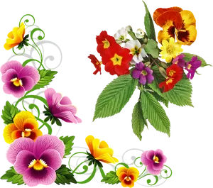 Vibrant_ Floral_ Corner_ Design PNG Image