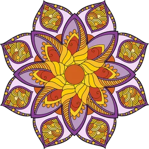 Vibrant Floral Mandala Artwork PNG Image