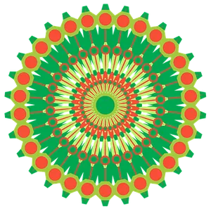 Vibrant_ Green_and_ Orange_ Mandala_ Art PNG Image