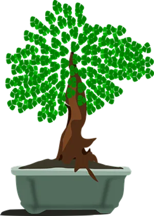 Vibrant Green Bonsai Vector PNG Image